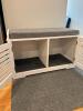 White Entryway Storage Bench with Grey Cushion - 3