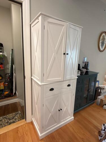 HomCom White Freestanding Kitchen Pantry Cabinet