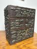 Japanese Wooden Chest with Mixed Metal Menuki Decoration,