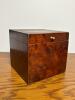 Antique Burlwood Tea Caddy with Hand-Carved Interior Mark & Oak Humidor Tobacco Box Set - 2