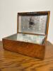 Antique Burlwood Tea Caddy with Hand-Carved Interior Mark & Oak Humidor Tobacco Box Set - 10