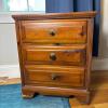 Wood 3-Drawer Nightstand with Dovetail Joints and Metal Knobs