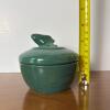 Green Glazed Ceramic Dish with Sculpted Fish Handle Lid - 8