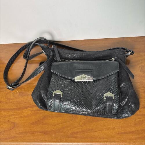 Nicole by Nicole Miller Black Faux Snakeskin Purse