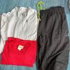 L.L.Bean Men&rsquo;s Lot: Pullover, Red Coolmax Tee & Black Performance Pants, Size L