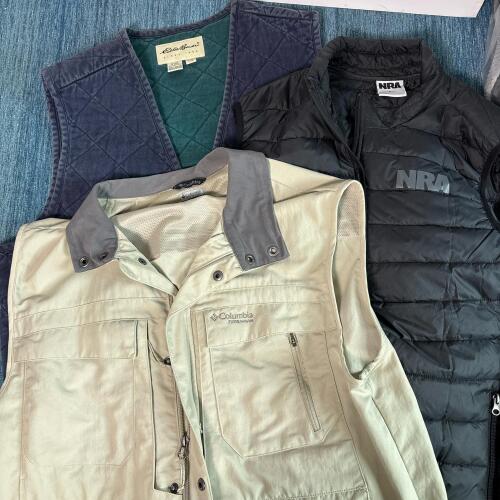 Men's Vests Lot: Puffer, Quilted Vest, & Columbia Omni-Shield