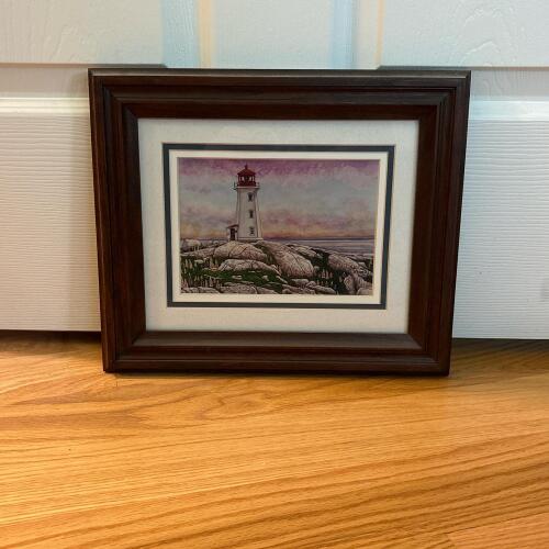 12.5&rdquo; x 10.75&rdquo; Thelma Winter Framed Print "Peggy's Cove Lighthouse" 1/500 Signed