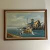 41&rdquo; x 29&rdquo; Large Signed Dillon Oil Painting - Harbor Scene