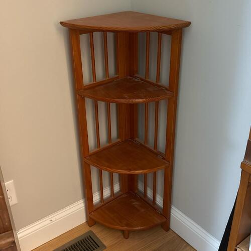 Four-Tier Wooden Corner Shelf