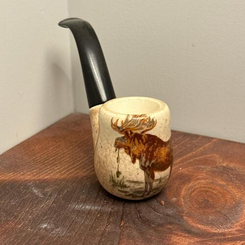 Lepeltier USA Bent Ceramic Pipe - Moose Artwork