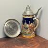 European Souvenir Lot - Pewter Viking Ship Plate and Lidded Beer Stein