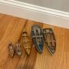 Collection of Five Small Decorative Wooden Rowboats and Canoes