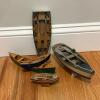 Collection of Five Small Decorative Wooden Rowboats and Canoes - 6