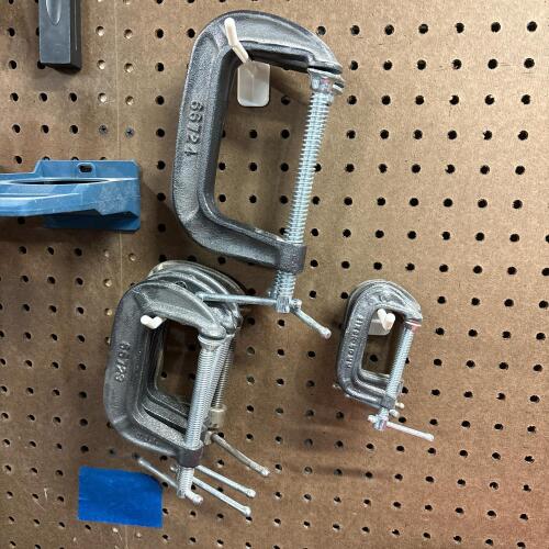 Lot of Nine Heavy-Duty C-Clamps - Three Assorted Sizes - Mostly Craftsman