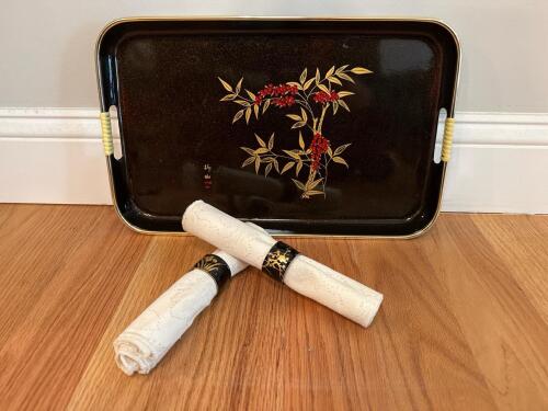 Japanese Lacquered Tea Serving Tray Set