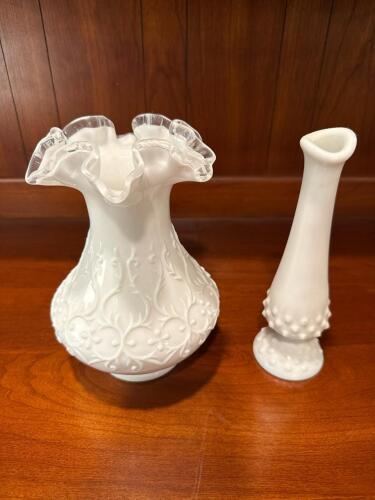 Milk Glass Vases Pair