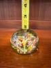 Glass Paperweight with Red, Yellow, and White Floral Design - 2