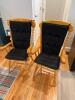 Pair of Oak Windsor Colonial Dining Armchairs with Black Cushions