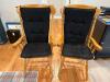 Pair of Oak Windsor Colonial Dining Armchairs with Black Cushions - 2