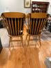 Pair of Oak Windsor Colonial Dining Armchairs with Black Cushions - 3
