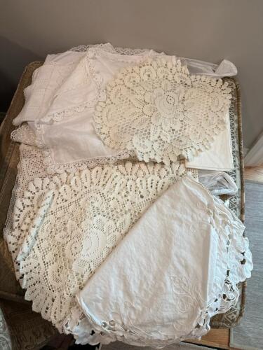Large Collection of Vintage Embroidered Linens