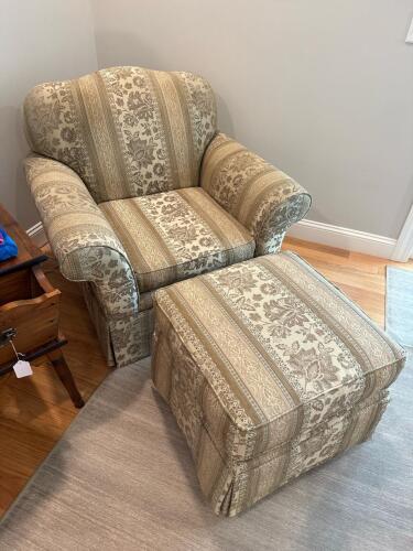 Traditional Upholstered Armchair & Ottoman Set