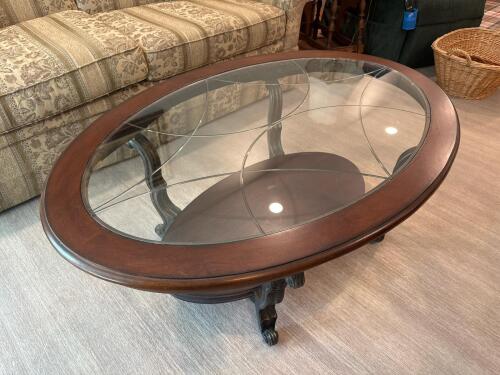 Elegant Oval Glass Top Coffee Table