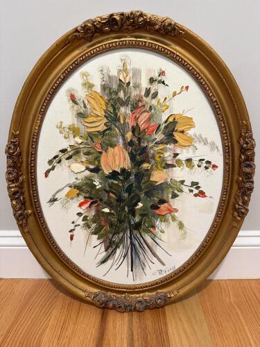 19" x 23" G. Petkidis Original Floral Oil Painting