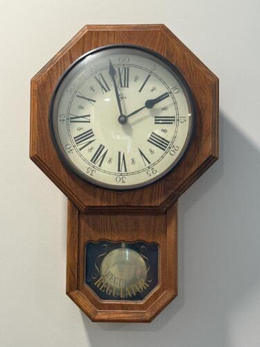Elgin Quartz Regulator Wall Clock with Pendulum and Westminster Chime