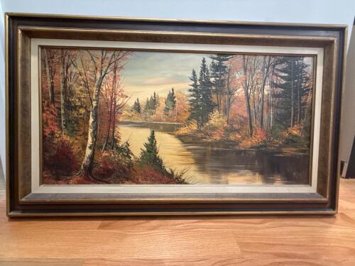 44" x 26" MK Roth Oil Painting Autumn River