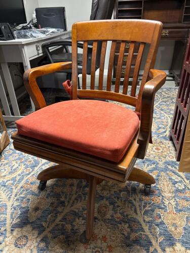 Vintage W.H. Gunlocke Swivel Wood Office Chair