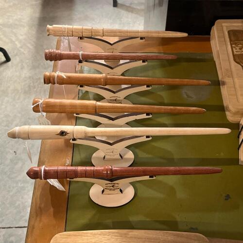Handcrafted Wooden Wands by Ankerud Wand Shop &ndash; Multiple Hardwoods W/ Stands