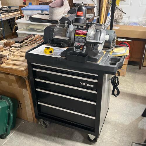 Craftsman Belt/Disc Sander With Accessories & Manual With Craftsman Steel Rolling Tool Cabinet