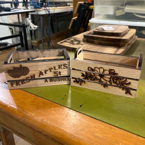 Walnut and Cherry Laser Engraved Mini Wooden Crates