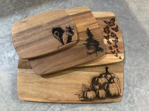 Laser Engraved Hardwood Cutting Board Set