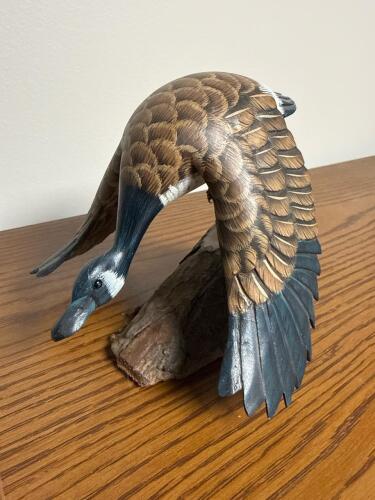 Carved Wood Canada Goose Sculpture
