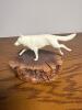 Running Wolf Figurine on Burl Wood Base
