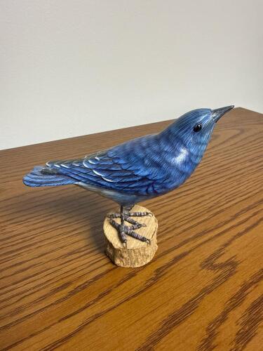 Wooden Mountain Bluebird Figurine by Wildlife Garden AB