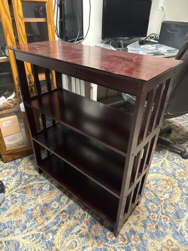 Mission Style 3-Shelf Dark Wood Bookcase