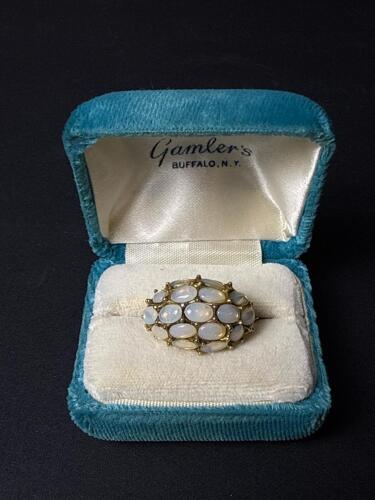Vintage Opal Cluster Ring with Gamler's Buffalo N.Y. Box