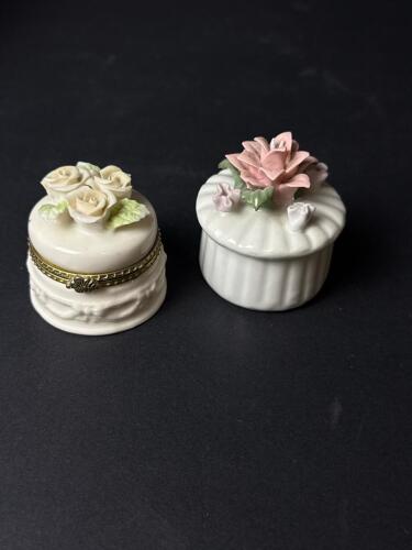 Porcelain Floral Trinket Boxes