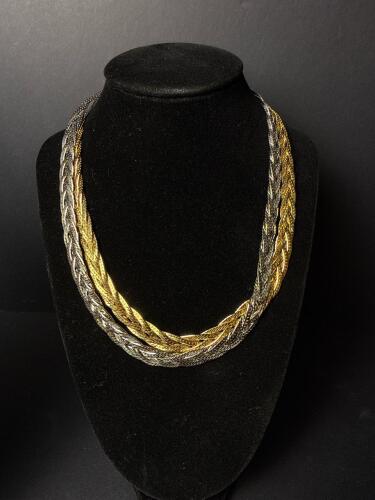 Braided Silver and Gold Tone Necklaces