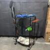Black Metal Rolling Home Gym Storage Rack with Exercise Accessories - 4
