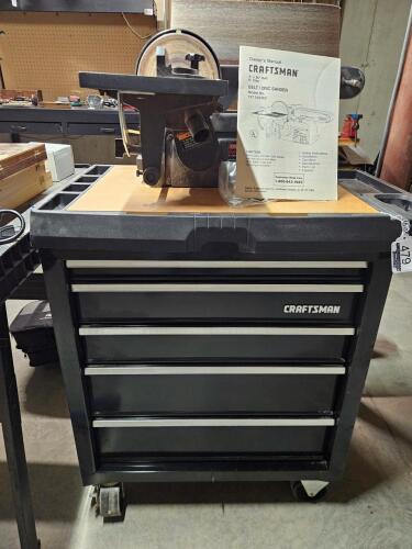 Craftsman Belt/Disc Sander With Accessories & Manual With Craftsman Steel Rolling Tool Cabinet