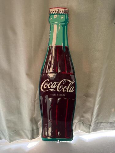 Vintage Coca-Cola Bottle-Shaped Tin Sign