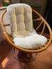 Rattan Swivel Lounge Chair with Off-White Cushion