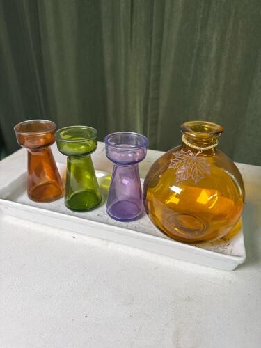 Vintage EEC Colored Glass Bud Vase Set