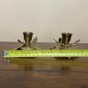 Pair of Brass Leaf-Shaped Candle Holders with Handle Rings - 4