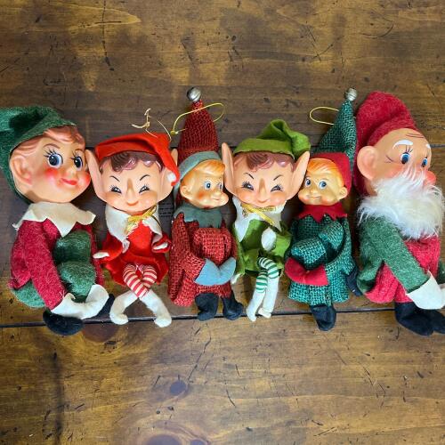 Vintage Set Of Knee Hugger Elf Dolls