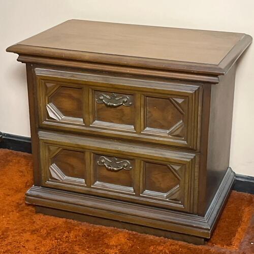 Vintage 2-Drawer Wooden Nightstand